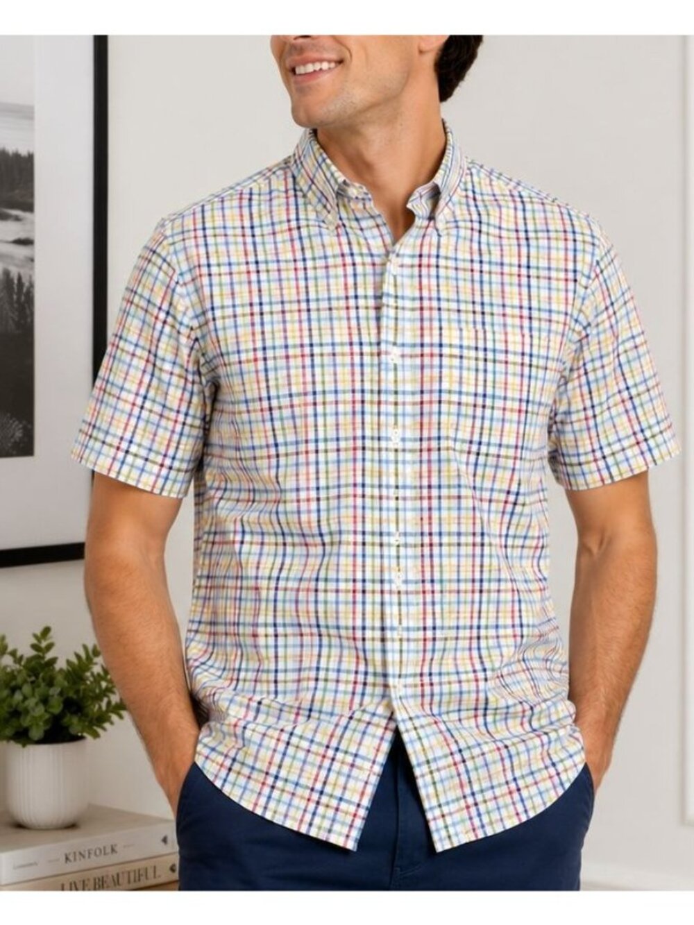 Alex Cannon Men's Button Up 3-Shirt Bundle Plaid & Striped Preppy Size S
